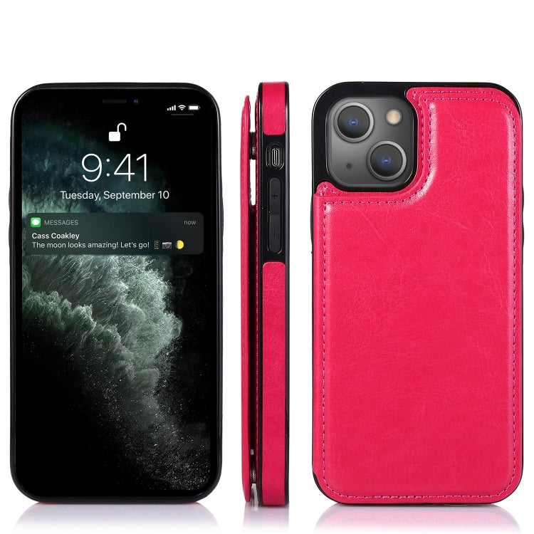 For iPhone 13 Pro Max Double Buckle Shockproof PU Protective Case with Card Slots & Holder