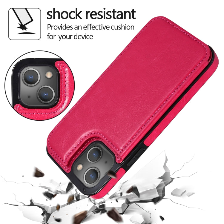 For iPhone 13 Pro Max Double Buckle Shockproof PU Protective Case with Card Slots & Holder