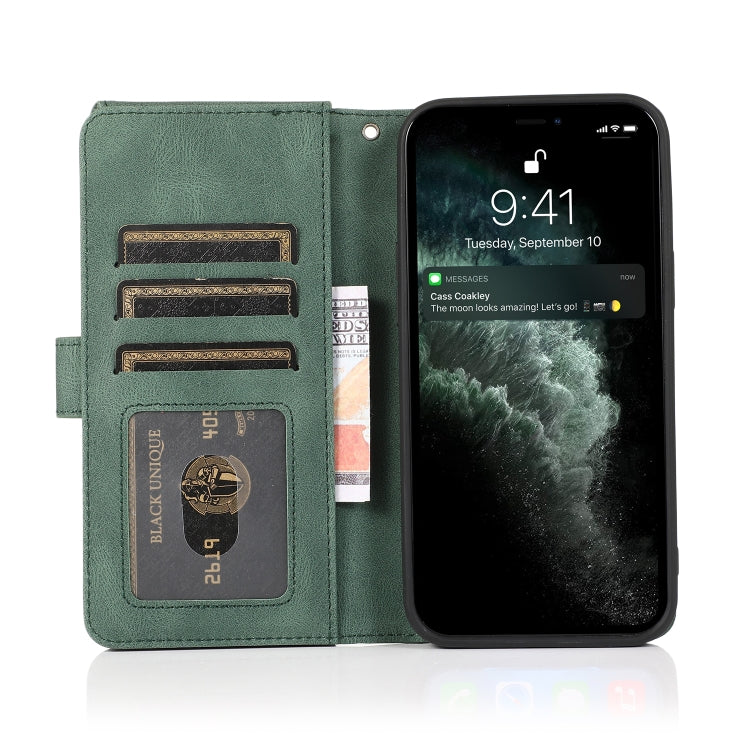 For iPhone 13 mini Skin-feel Crazy Horse Texture Zipper Wallet Bag Horizontal Flip Leather Case with Holder & Card Slots & Wallet & Lanyard