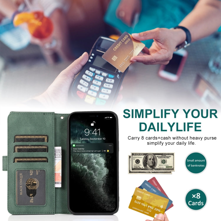 For iPhone 13 mini Skin-feel Crazy Horse Texture Zipper Wallet Bag Horizontal Flip Leather Case with Holder & Card Slots & Wallet & Lanyard