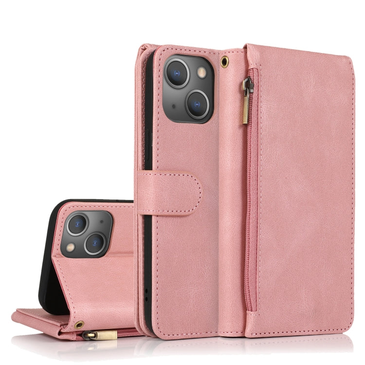 For iPhone 13 mini Skin-feel Crazy Horse Texture Zipper Wallet Bag Horizontal Flip Leather Case with Holder & Card Slots & Wallet & Lanyard