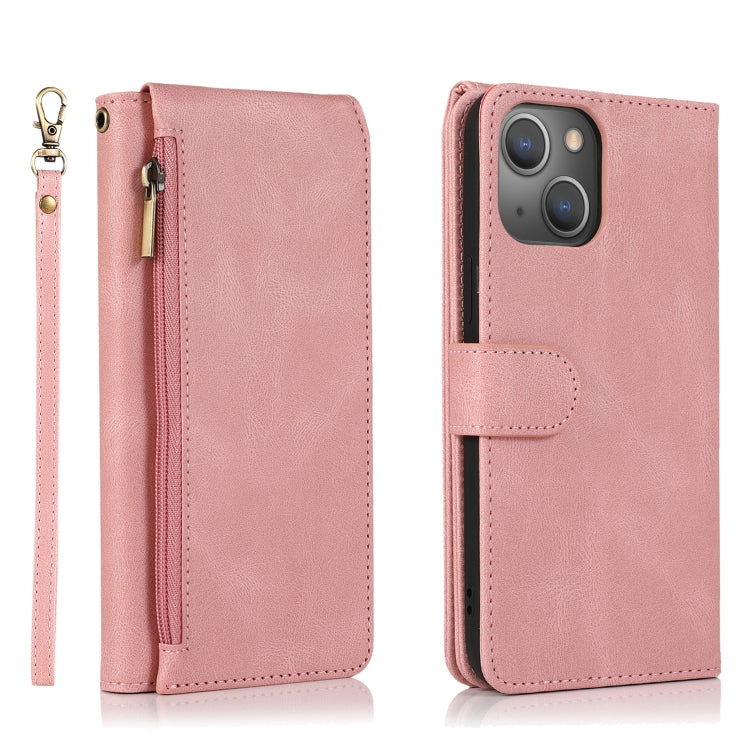 For iPhone 13 mini Skin-feel Crazy Horse Texture Zipper Wallet Bag Horizontal Flip Leather Case with Holder & Card Slots & Wallet & Lanyard