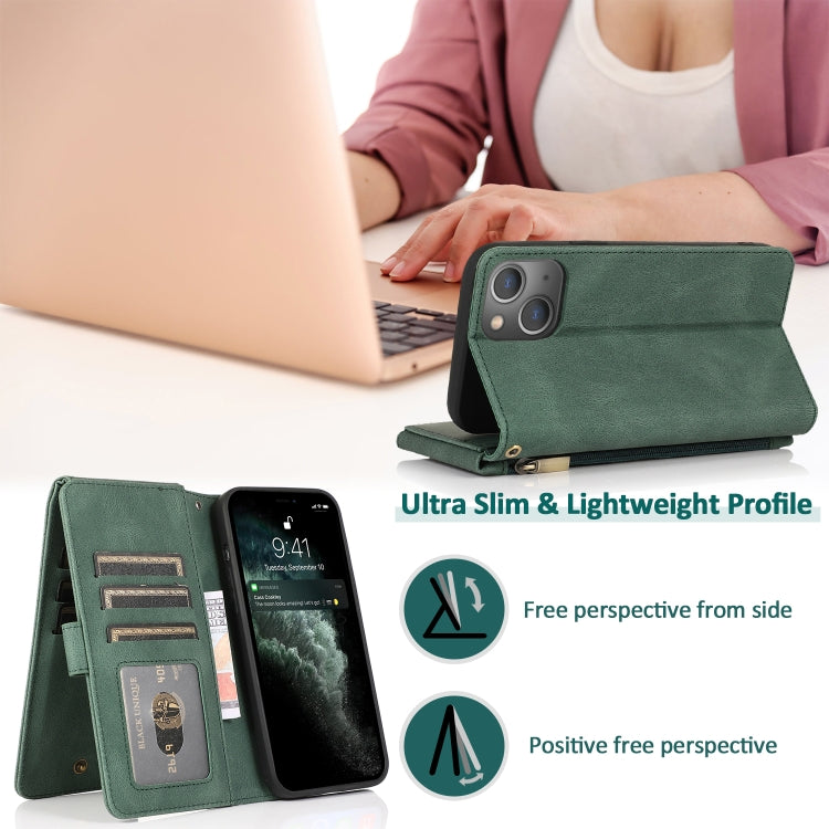 For iPhone 13 Pro Skin-feel Crazy Horse Texture Zipper Wallet Bag Horizontal Flip Leather Case with Holder & Card Slots & Wallet & Lanyard