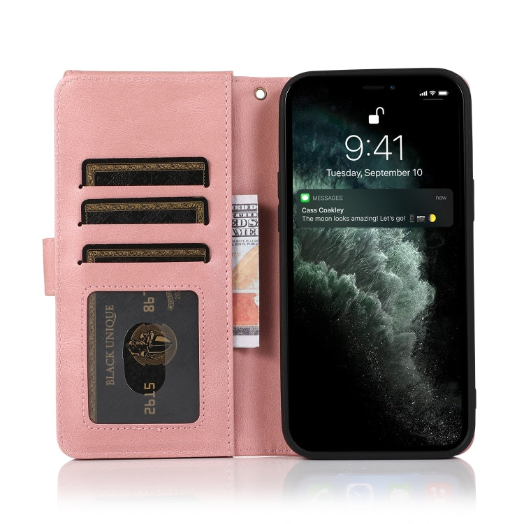 For iPhone 13 Pro Skin-feel Crazy Horse Texture Zipper Wallet Bag Horizontal Flip Leather Case with Holder & Card Slots & Wallet & Lanyard