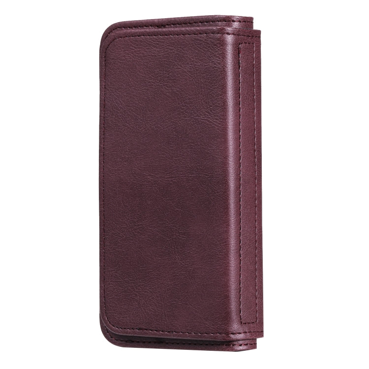 For iPhone 13 mini Multifunctional Magnetic Copper Buckle Horizontal Flip Solid Color Leather Case with 10 Card Slots & Wallet & Holder & Photo Frame