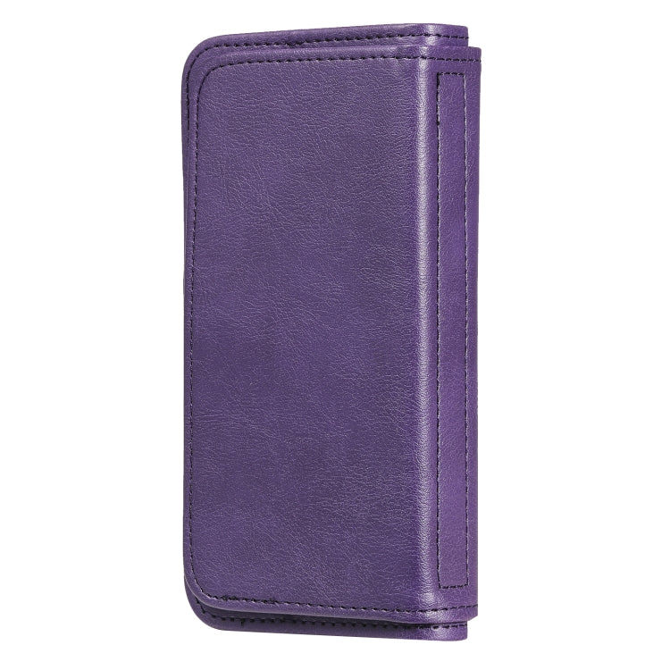 For iPhone 13 mini Multifunctional Magnetic Copper Buckle Horizontal Flip Solid Color Leather Case with 10 Card Slots & Wallet & Holder & Photo Frame