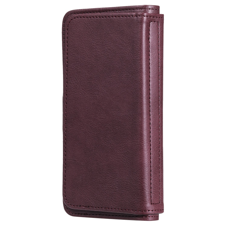 For iPhone 13 Multifunctional Magnetic Copper Buckle Horizontal Flip Solid Color Leather Case with 10 Card Slots & Wallet & Holder & Photo Frame