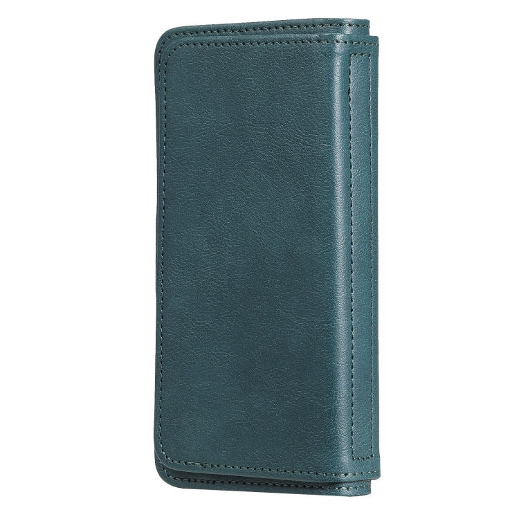 For iPhone 13 Multifunctional Magnetic Copper Buckle Horizontal Flip Solid Color Leather Case with 10 Card Slots & Wallet & Holder & Photo Frame