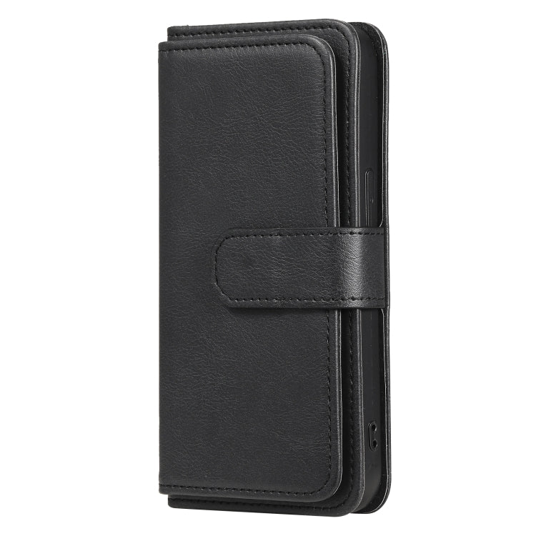 For iPhone 13 Multifunctional Magnetic Copper Buckle Horizontal Flip Solid Color Leather Case with 10 Card Slots & Wallet & Holder & Photo Frame