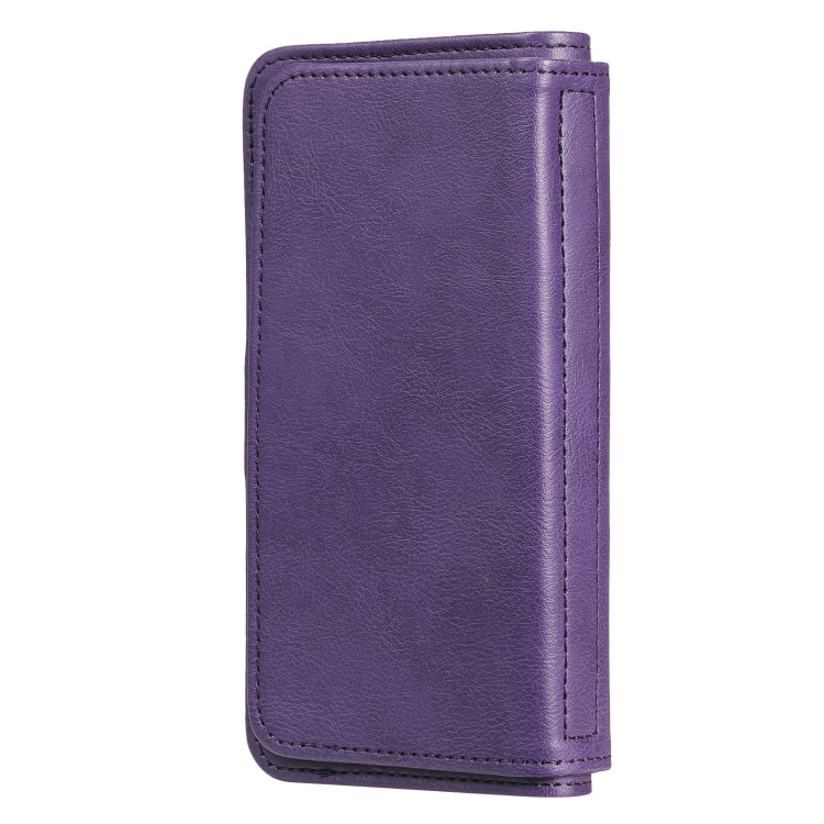 For iPhone 13 Multifunctional Magnetic Copper Buckle Horizontal Flip Solid Color Leather Case with 10 Card Slots & Wallet & Holder & Photo Frame