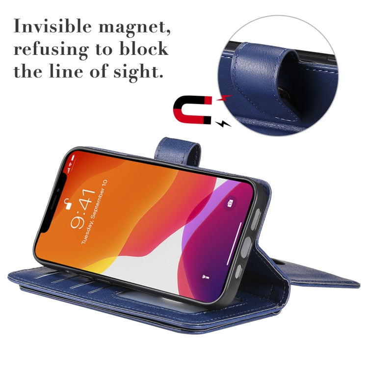 For iPhone 13 Multifunctional Magnetic Copper Buckle Horizontal Flip Solid Color Leather Case with 10 Card Slots & Wallet & Holder & Photo Frame