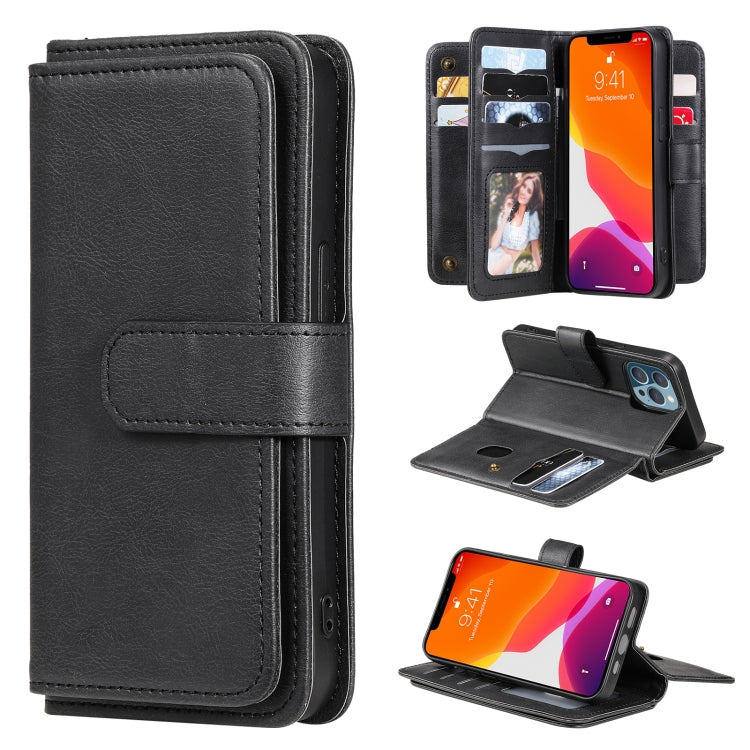 For iPhone 13 Pro Multifunctional Magnetic Copper Buckle Horizontal Flip Solid Color Leather Case with 10 Card Slots & Wallet & Holder & Photo Frame