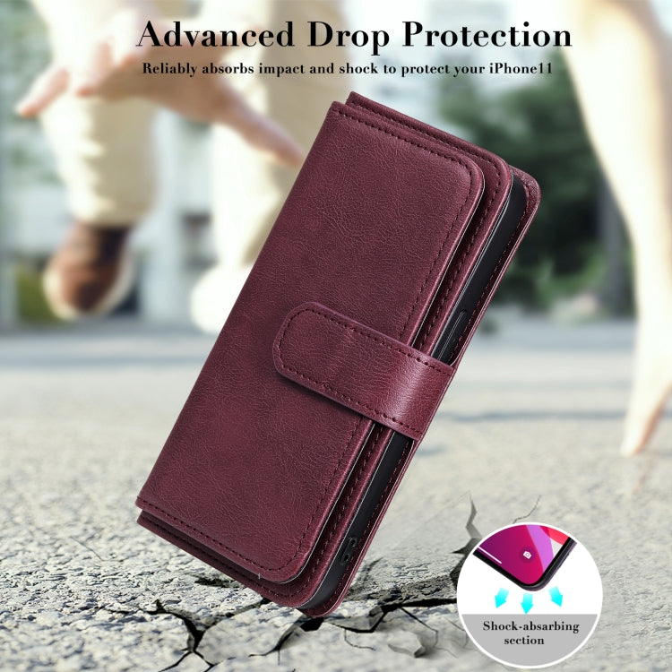 For iPhone 13 Pro Multifunctional Magnetic Copper Buckle Horizontal Flip Solid Color Leather Case with 10 Card Slots & Wallet & Holder & Photo Frame