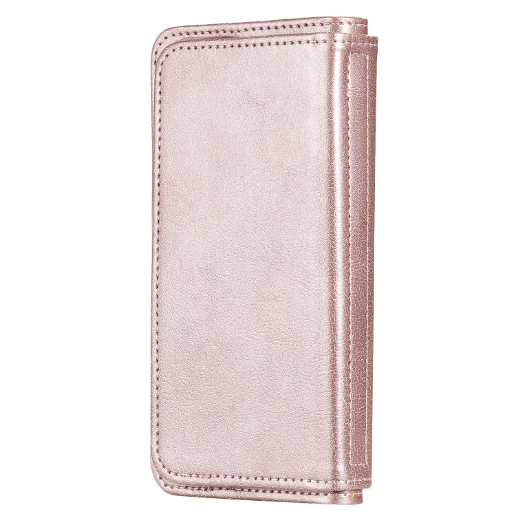 For iPhone 13 Pro Multifunctional Magnetic Copper Buckle Horizontal Flip Solid Color Leather Case with 10 Card Slots & Wallet & Holder & Photo Frame