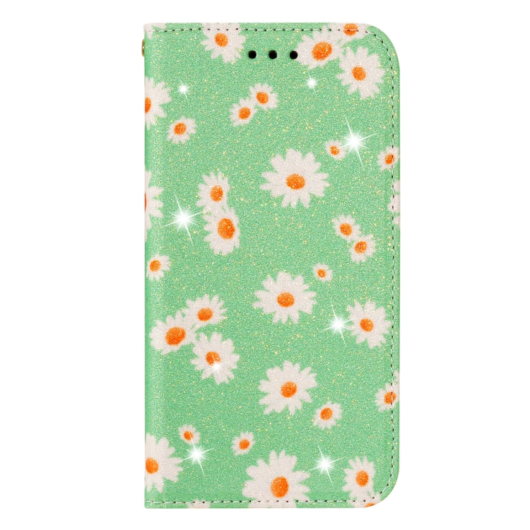 For iPhone 13 mini Glittering Daisy Magnetic Horizontal Flip Leather Case with Holder & Card Slots & Photo Frame