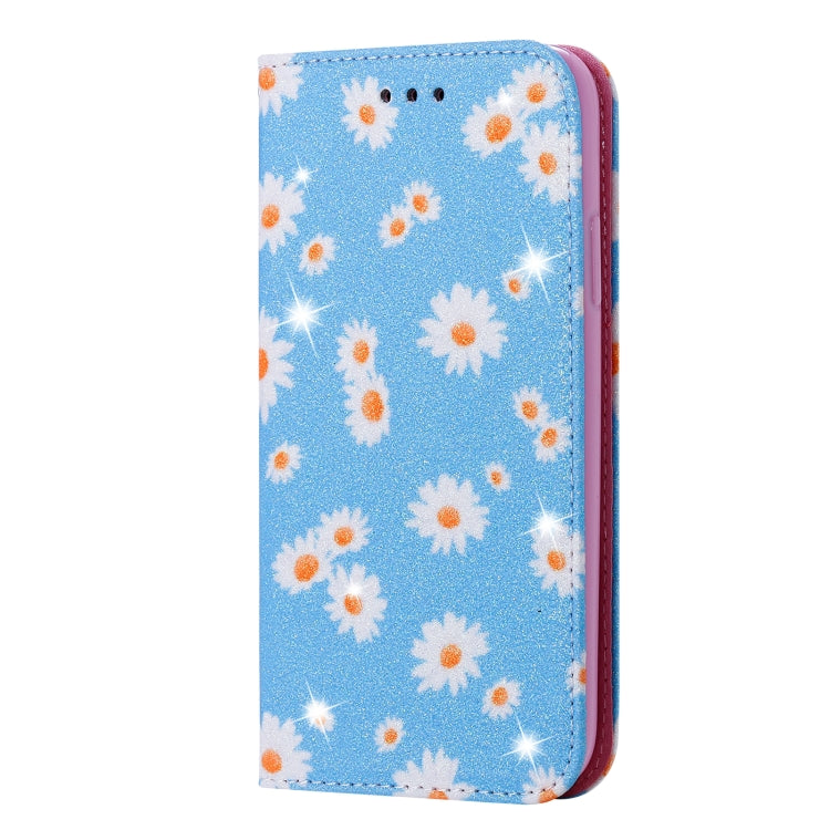 For iPhone 13 mini Glittering Daisy Magnetic Horizontal Flip Leather Case with Holder & Card Slots & Photo Frame