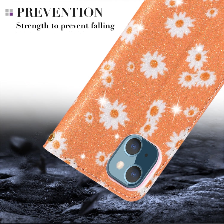 For iPhone 13 mini Glittering Daisy Magnetic Horizontal Flip Leather Case with Holder & Card Slots & Photo Frame
