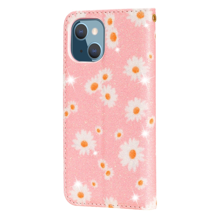For iPhone 13 mini Glittering Daisy Magnetic Horizontal Flip Leather Case with Holder & Card Slots & Photo Frame