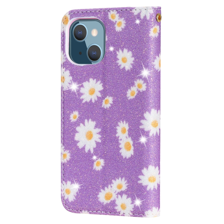 For iPhone 13 Glittering Daisy Magnetic Horizontal Flip Leather Case with Holder & Card Slots & Photo Frame