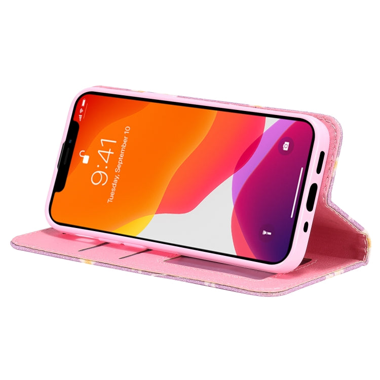 For iPhone 13 Glittering Daisy Magnetic Horizontal Flip Leather Case with Holder & Card Slots & Photo Frame