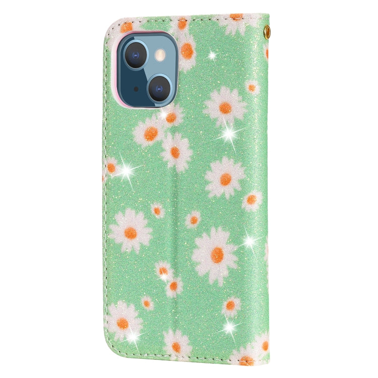 For iPhone 13 Glittering Daisy Magnetic Horizontal Flip Leather Case with Holder & Card Slots & Photo Frame