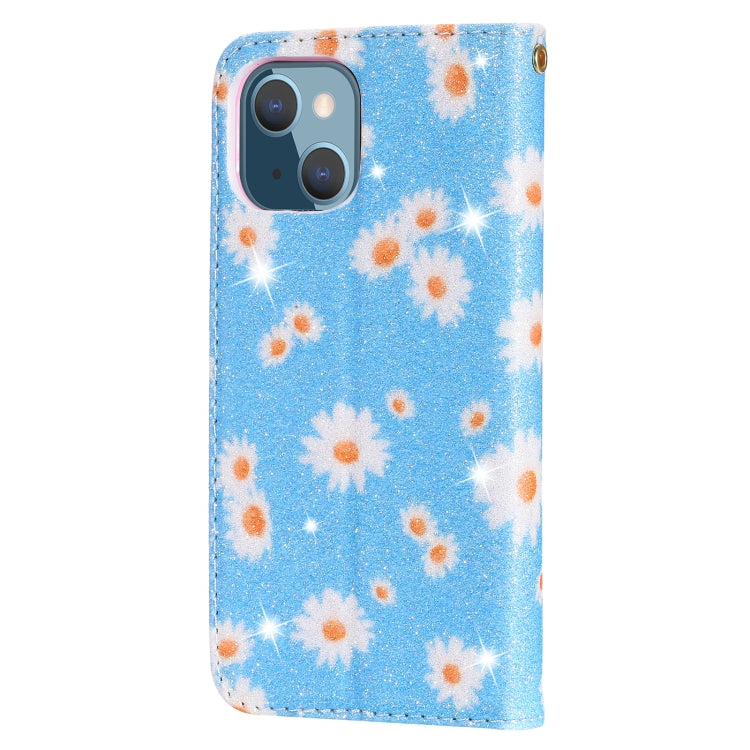 For iPhone 13 Glittering Daisy Magnetic Horizontal Flip Leather Case with Holder & Card Slots & Photo Frame