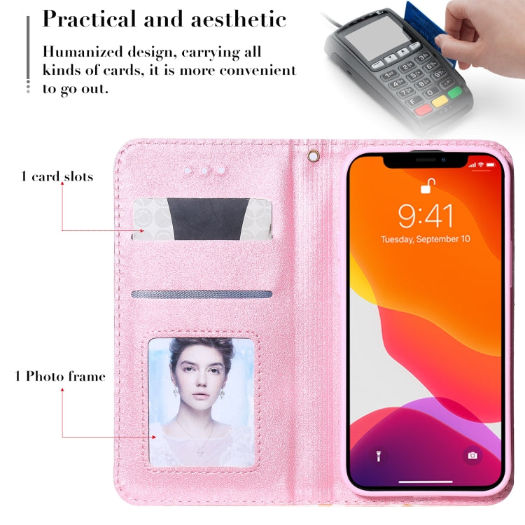 For iPhone 13 Glittering Daisy Magnetic Horizontal Flip Leather Case with Holder & Card Slots & Photo Frame