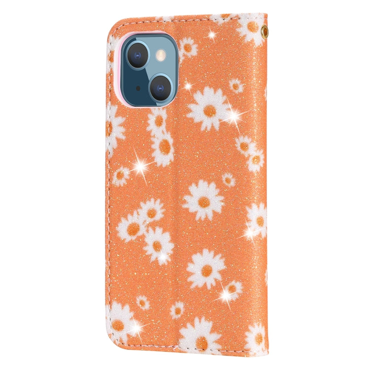 For iPhone 13 Glittering Daisy Magnetic Horizontal Flip Leather Case with Holder & Card Slots & Photo Frame