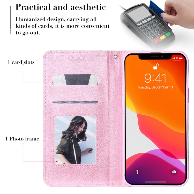 For iPhone 13 Pro Glittering Daisy Magnetic Horizontal Flip Leather Case with Holder & Card Slots & Photo Frame