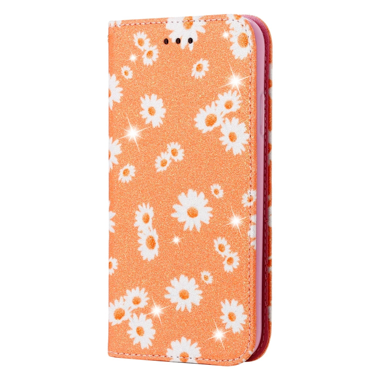For iPhone 13 Pro Glittering Daisy Magnetic Horizontal Flip Leather Case with Holder & Card Slots & Photo Frame