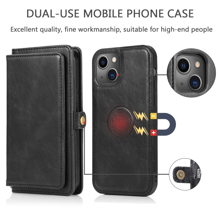 For iPhone 13 mini Strong Magnetic Detachable Horizontal Flip Leather Case with Card Slots & Wallet For  iPhone 13 Mini
