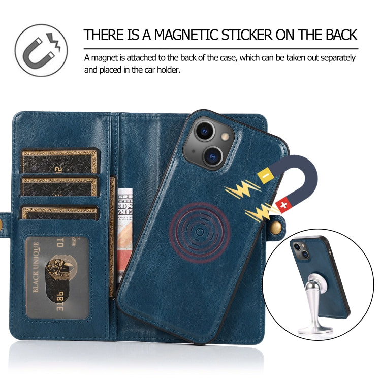 For iPhone 13 mini Strong Magnetic Detachable Horizontal Flip Leather Case with Card Slots & Wallet For  iPhone 13 Mini