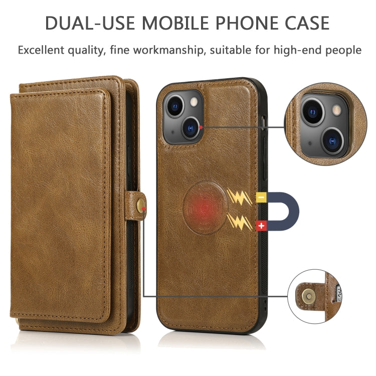 For iPhone 13 mini Strong Magnetic Detachable Horizontal Flip Leather Case with Card Slots & Wallet For  iPhone 13 Mini