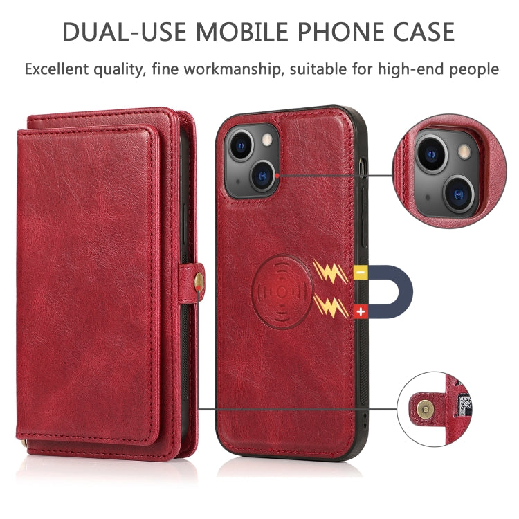 For iPhone 13 mini Strong Magnetic Detachable Horizontal Flip Leather Case with Card Slots & Wallet For  iPhone 13 Mini