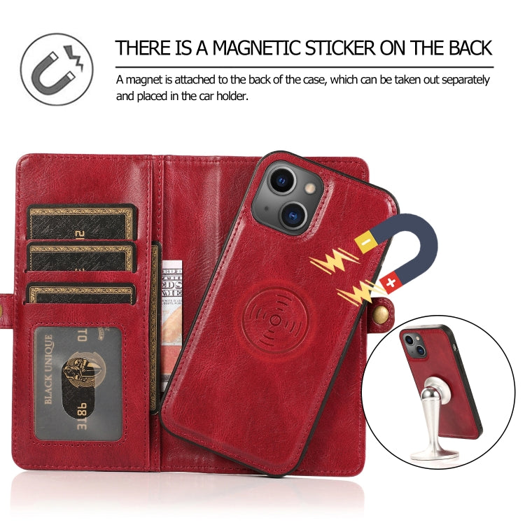 For iPhone 13 mini Strong Magnetic Detachable Horizontal Flip Leather Case with Card Slots & Wallet For  iPhone 13 Mini