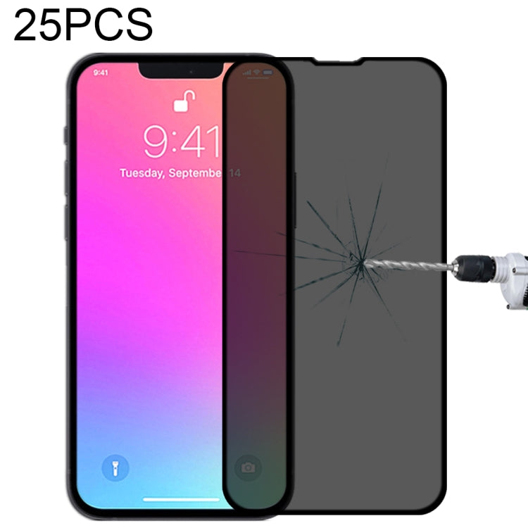For iPhone 13 / 13 Pro 25pcs Anti-peeping Plasma Oil Coated High Aluminum Wear-resistant Tempered Glass Film