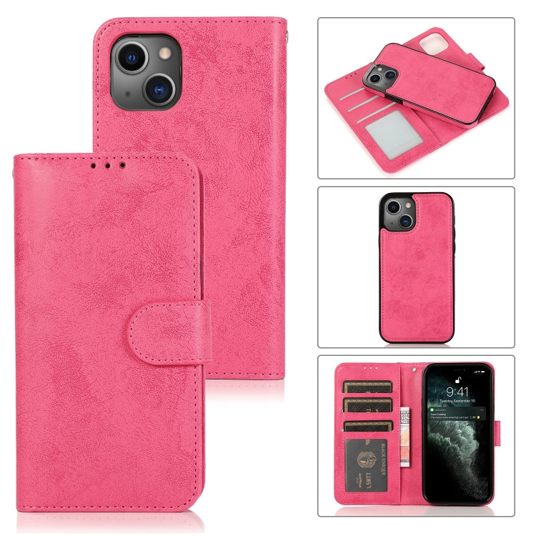 For iPhone 13 Retro 2 in 1 Detachable Horizontal Flip Leather Case with Card Slots & Wallet