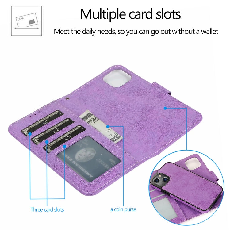 For iPhone 13 Pro Max Retro 2 in 1 Detachable Horizontal Flip Leather Case with Card Slots & Wallet