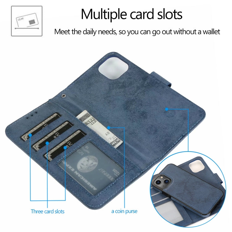For iPhone 13 Pro Max Retro 2 in 1 Detachable Horizontal Flip Leather Case with Card Slots & Wallet
