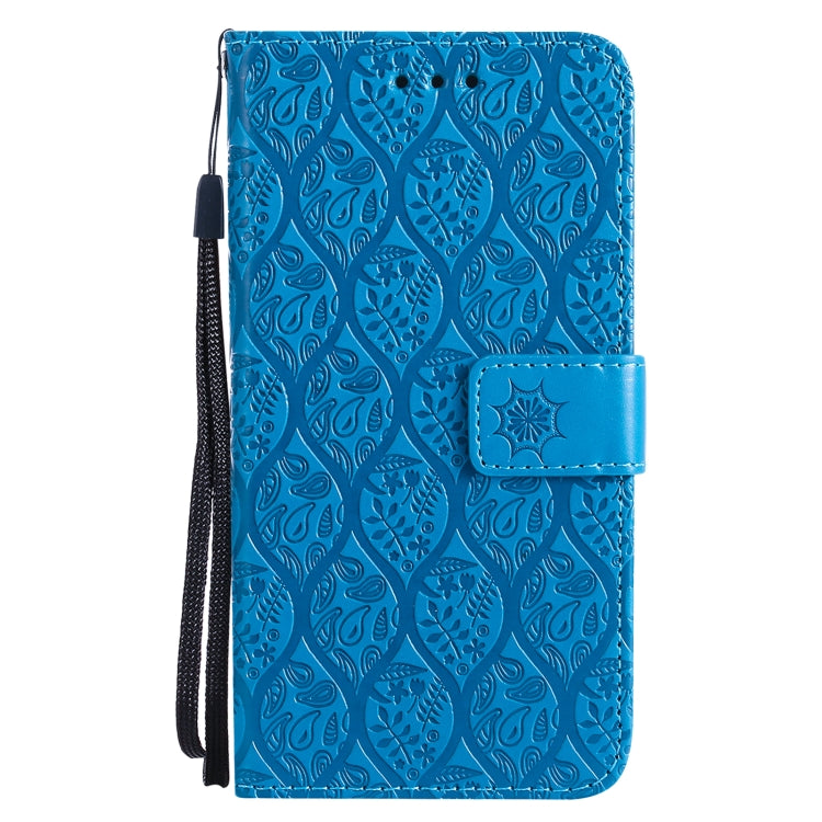 For iPhone 13 mini Pressed Printing Rattan Flower Pattern Horizontal Flip PU Leather Case with Holder & Card Slots & Wallet & Photo Frame