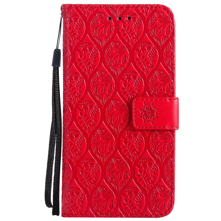 For iPhone 13 mini Pressed Printing Rattan Flower Pattern Horizontal Flip PU Leather Case with Holder & Card Slots & Wallet & Photo Frame