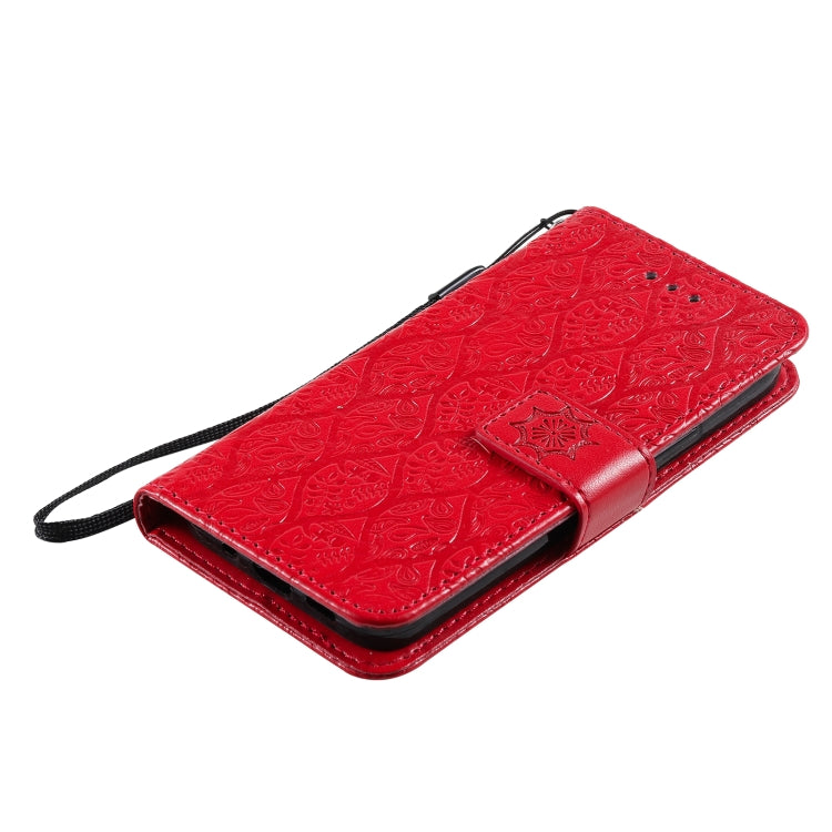 For iPhone 13 mini Pressed Printing Rattan Flower Pattern Horizontal Flip PU Leather Case with Holder & Card Slots & Wallet & Photo Frame