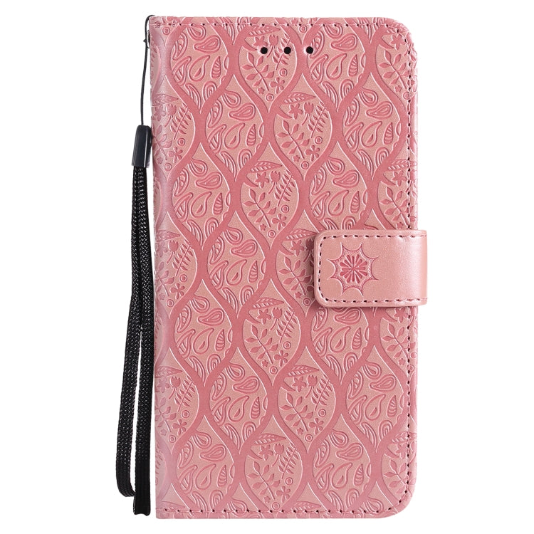 For iPhone 13 mini Pressed Printing Rattan Flower Pattern Horizontal Flip PU Leather Case with Holder & Card Slots & Wallet & Photo Frame