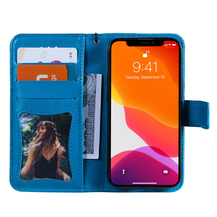 For iPhone 13 Pressed Printing Rattan Flower Pattern Horizontal Flip PU Leather Case with Holder & Card Slots & Wallet & Photo Frame