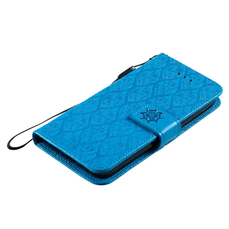 For iPhone 13 Pressed Printing Rattan Flower Pattern Horizontal Flip PU Leather Case with Holder & Card Slots & Wallet & Photo Frame