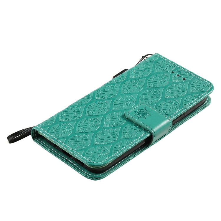 For iPhone 13 Pressed Printing Rattan Flower Pattern Horizontal Flip PU Leather Case with Holder & Card Slots & Wallet & Photo Frame