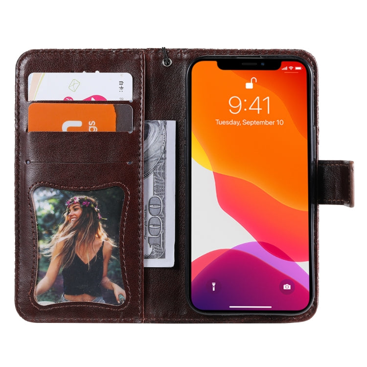 For iPhone 13 Pressed Printing Rattan Flower Pattern Horizontal Flip PU Leather Case with Holder & Card Slots & Wallet & Photo Frame