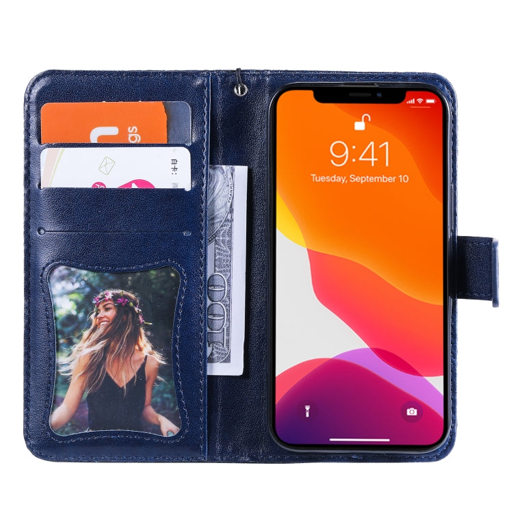 For iPhone 13 Pressed Printing Rattan Flower Pattern Horizontal Flip PU Leather Case with Holder & Card Slots & Wallet & Photo Frame