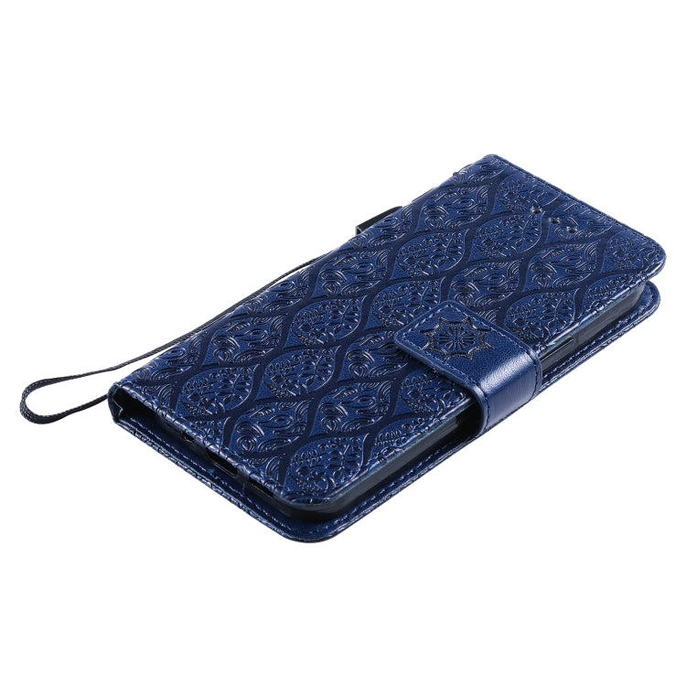 For iPhone 13 Pressed Printing Rattan Flower Pattern Horizontal Flip PU Leather Case with Holder & Card Slots & Wallet & Photo Frame