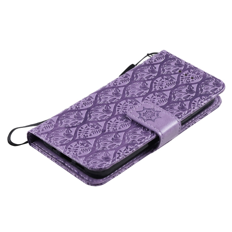 For iPhone 13 Pressed Printing Rattan Flower Pattern Horizontal Flip PU Leather Case with Holder & Card Slots & Wallet & Photo Frame
